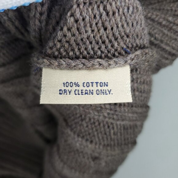 Bills Khakis Cable Knit Sweater Mens XL Light Brown Chunky 100% Cotton Crew Neck - Picture 3 of 5